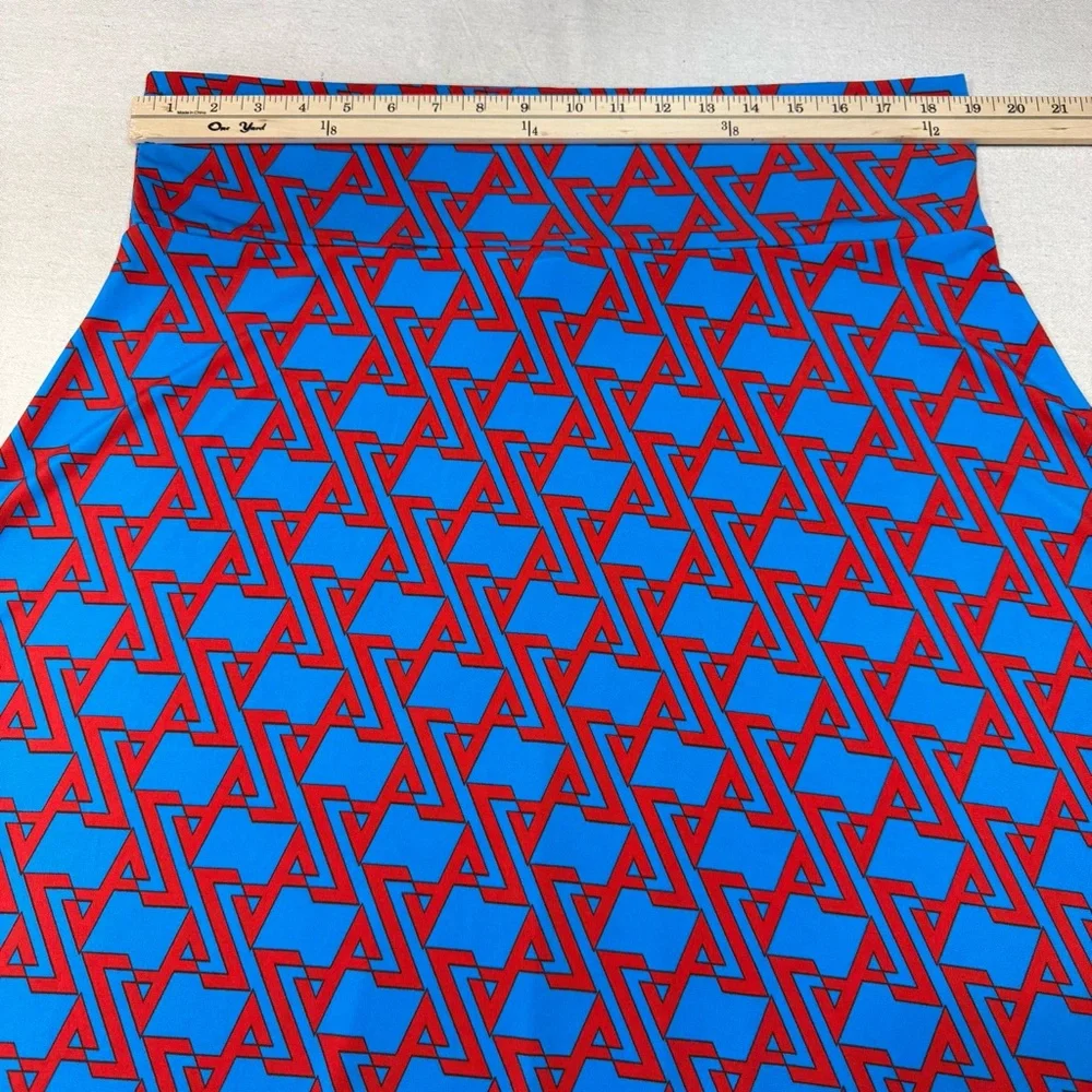 🌻 3/$20 LuLaRoe Azure A-Line skirt turquoise & red geometric pattern - Size 3XL